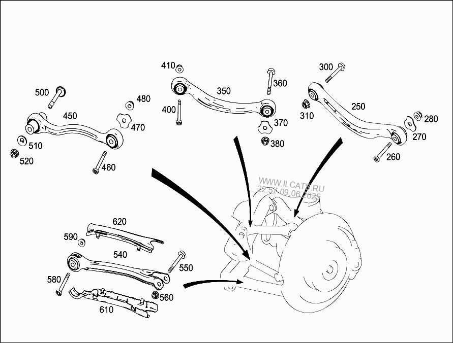 Схема задней подвески мерседес w203