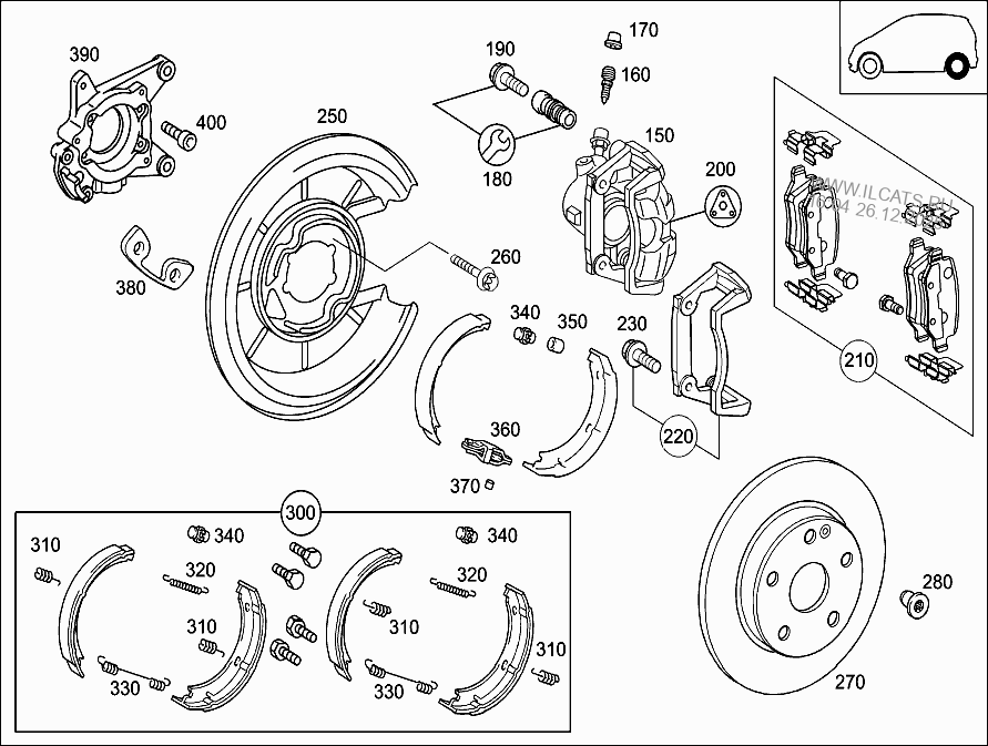 REAR WHEEL BRAKE MERCEDES A 190&(168032)