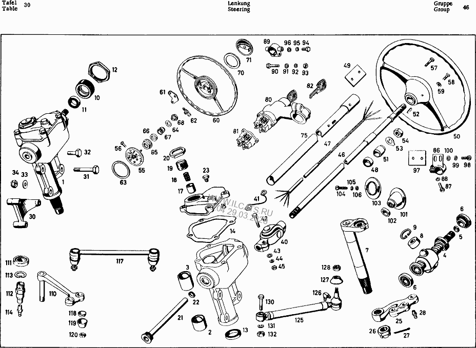 STEERING GEAR, RANGE OF LINES MERCEDES 300 TD USA&(123190)