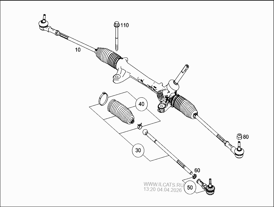 STEERING GEAR, RANGE OF LINES MERCEDES 380 SL USA&(107045)