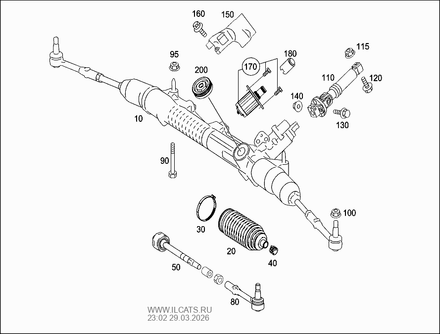STEERING GEAR, RANGE OF LINES MERCEDES 560 SL USA&(107048)