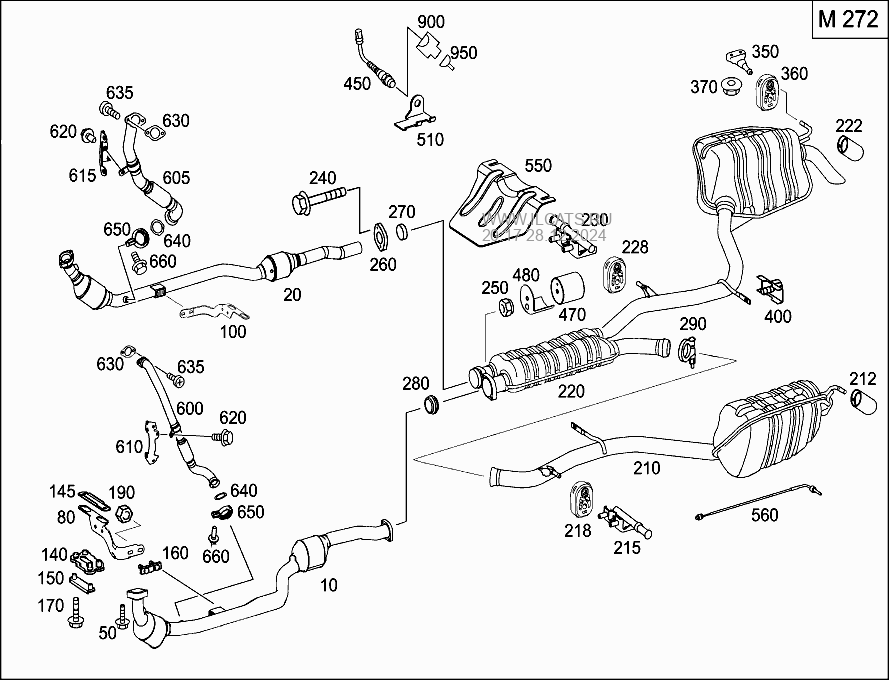 EXHAUST SYSTEM USED ON SIX-CYLINDER GASOLINE VEHICLES MERCEDES E 500