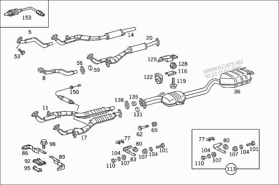 EXHAUST SYSTEM USED ON TWELVECYLINDER GASOLINE VEHICLES MERCEDES 600