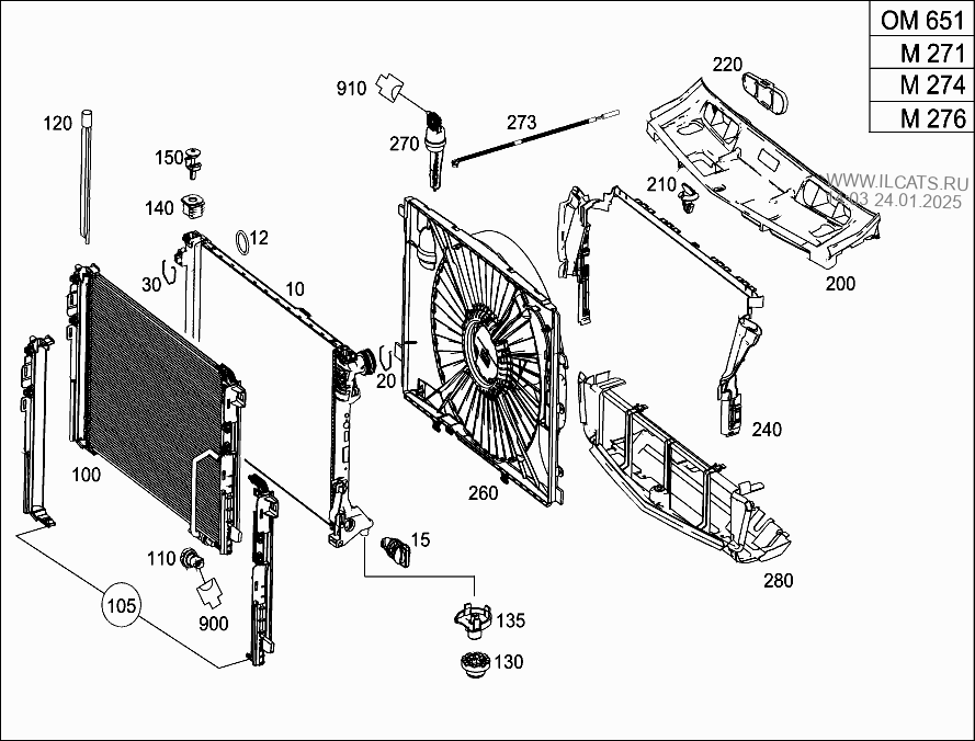 РАДИАТОР, КРЕПЛЕНИЕ И ОБЛИЦОВКА MERCEDES C 63 AMG&(204377)