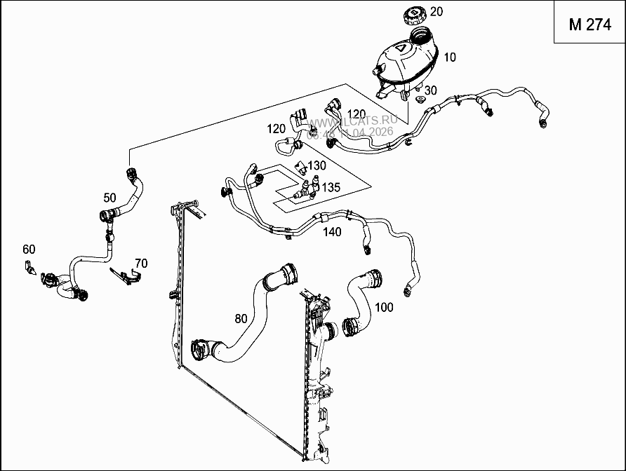 EXPANSION TANK,MOUNTING AND HOSES MERCEDES 320 E / E 320&(124032)