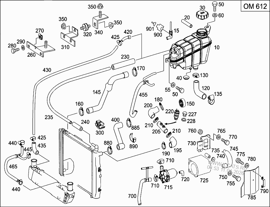 РАСШИРИТЕЛЬНЫЙ БАЧОК,КРЕПЛЕНИЕ И ШЛАНГИ MERCEDES E 320 4MATIC&(210082)