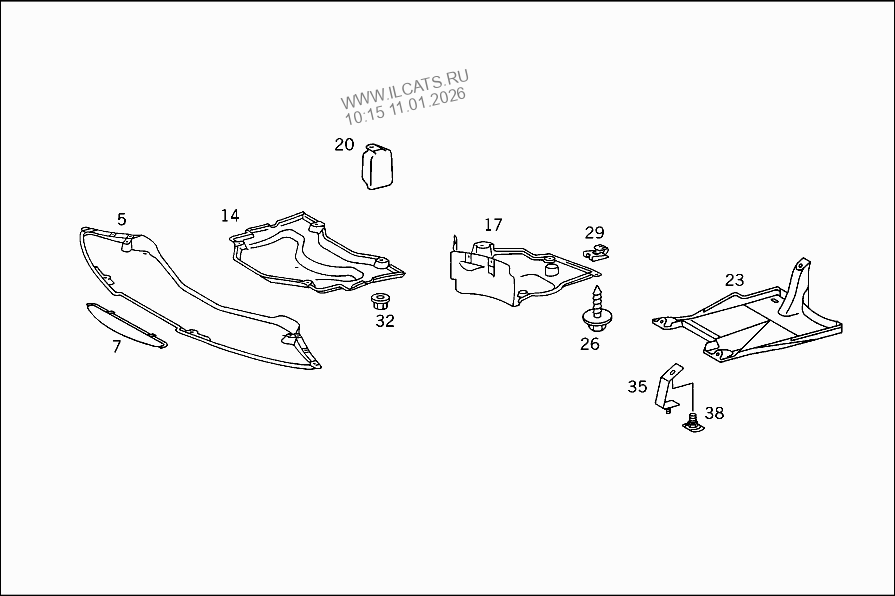 ENGINE COMPARTMENT PANELLING, GASOLINE VEHICLES MERCEDES 600 SEL V12