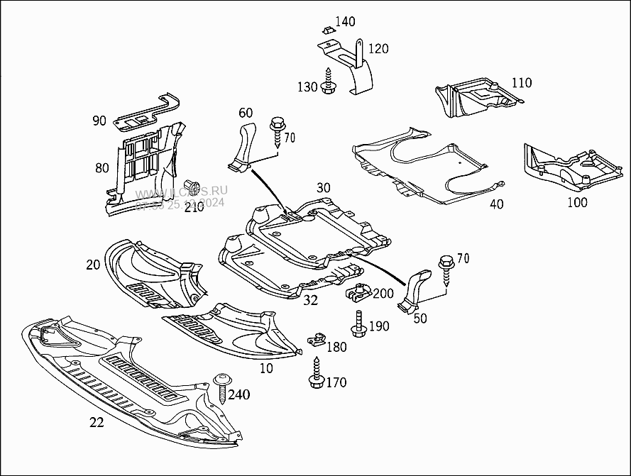 ENGINE COMPARTMENT PANELLING, GASOLINE VEHICLES MERCEDES S 430&(220170)