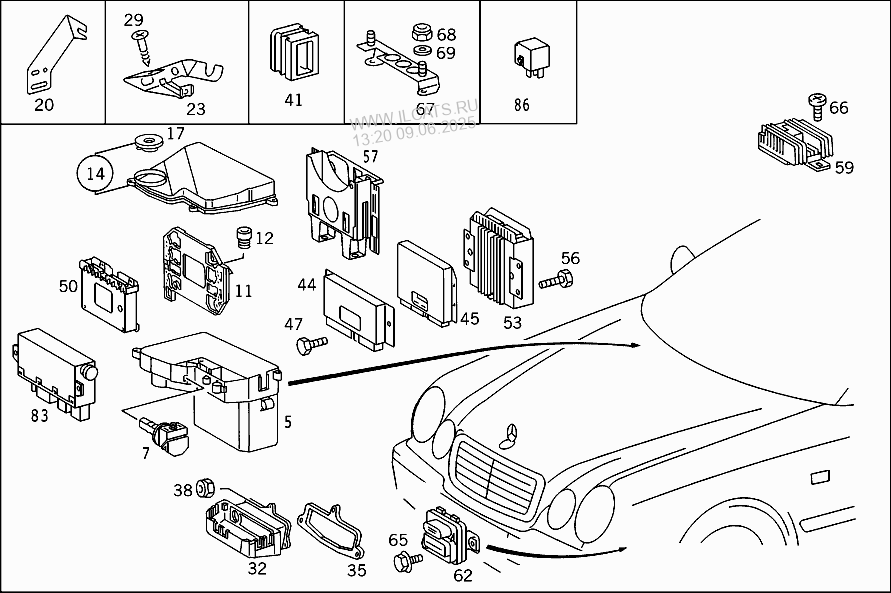 Схема предохранителей w208