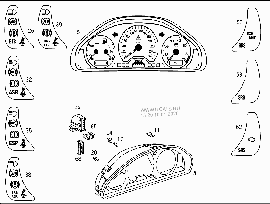 INSTRUMENT CLUSTER MERCEDES E 320 JAPAN&(210055)