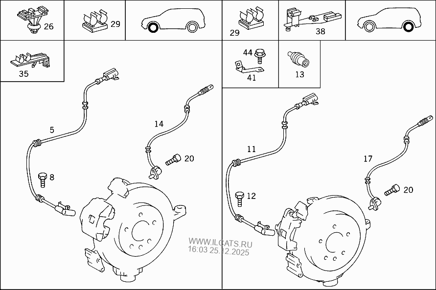 BRAKE LINING WEAR INDICATOR AND ANTILOCK BRAKING SYSTEM MERCEDES ML 320