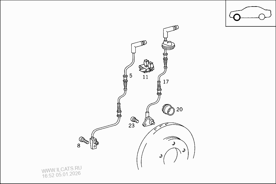 BRAKE PAD WEAR INDICATOR AND SPEED SENSOR FRONT AXLE MERCEDES CLK 200
