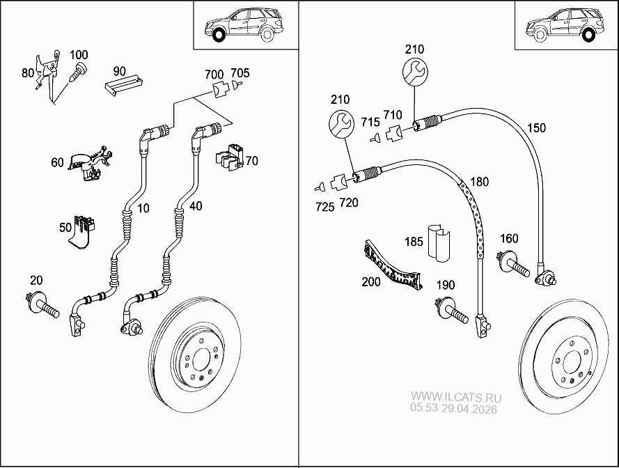 BRAKE PAD WEAR INDICATOR AND SPEED SENSOR,FRONT AND REAR AXLE MERCEDES