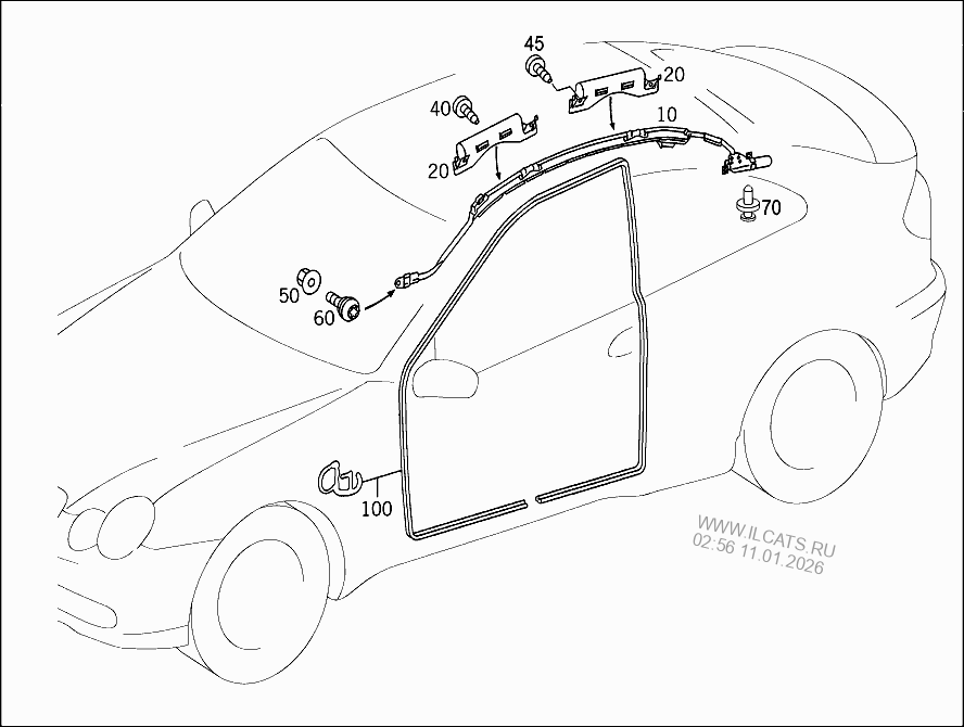 HEAD PROTECTION CURTAIN, DOOR EDGE GUARD SECTIONS MERCEDES C 230 / CLC