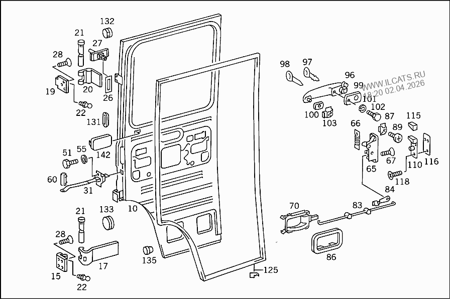 НАРУЖНОЕ ЗЕРКАЛО С МЕХАН. РЕГУЛИРОВКОЙ MERCEDES 500 SE JAPAN&(126036)