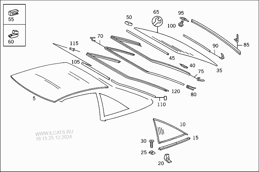 SIDE WINDOWS, REAR WINDOW PANE MERCEDES SL 500&(129068)