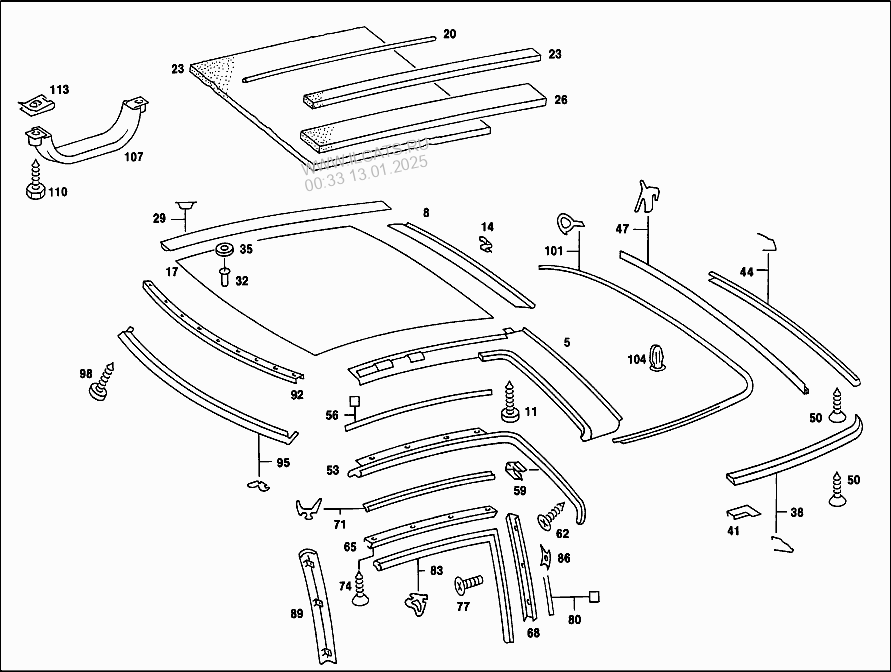 HARDTOP ATTACHMENT PARTS MERCEDES 500 SL&(107046)