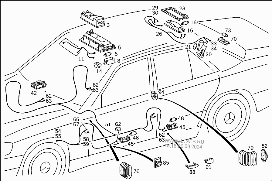 W124 плафон схема