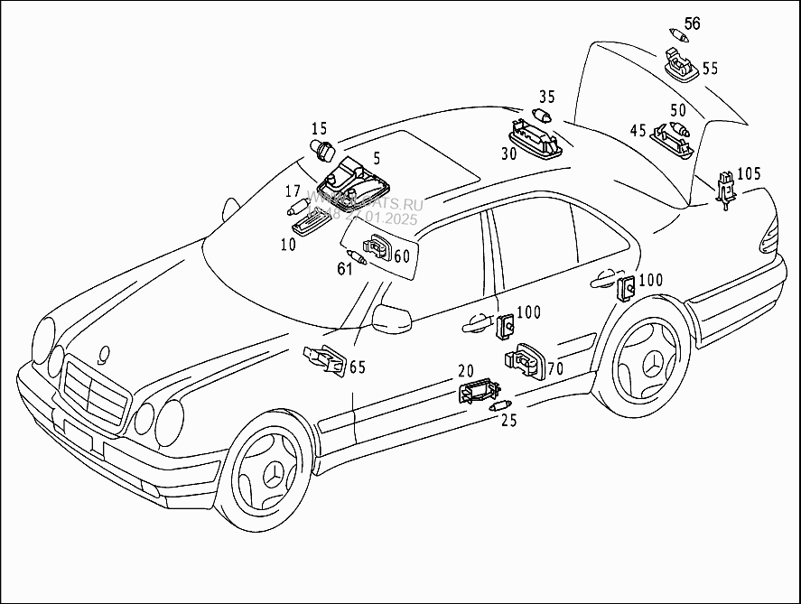 W124 плафон схема