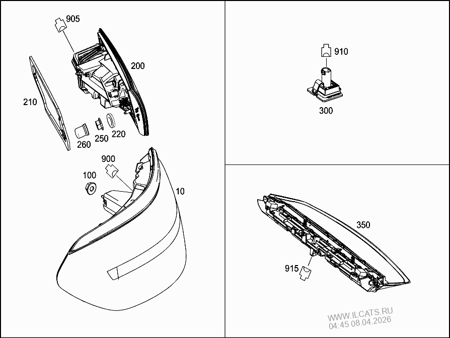 УКАЗАТ.ПОВОРОТА,НАРУЖ.,ВНУТР.ФОНАРЬ;ЧАСЫ MERCEDES 12.. L&(967025)