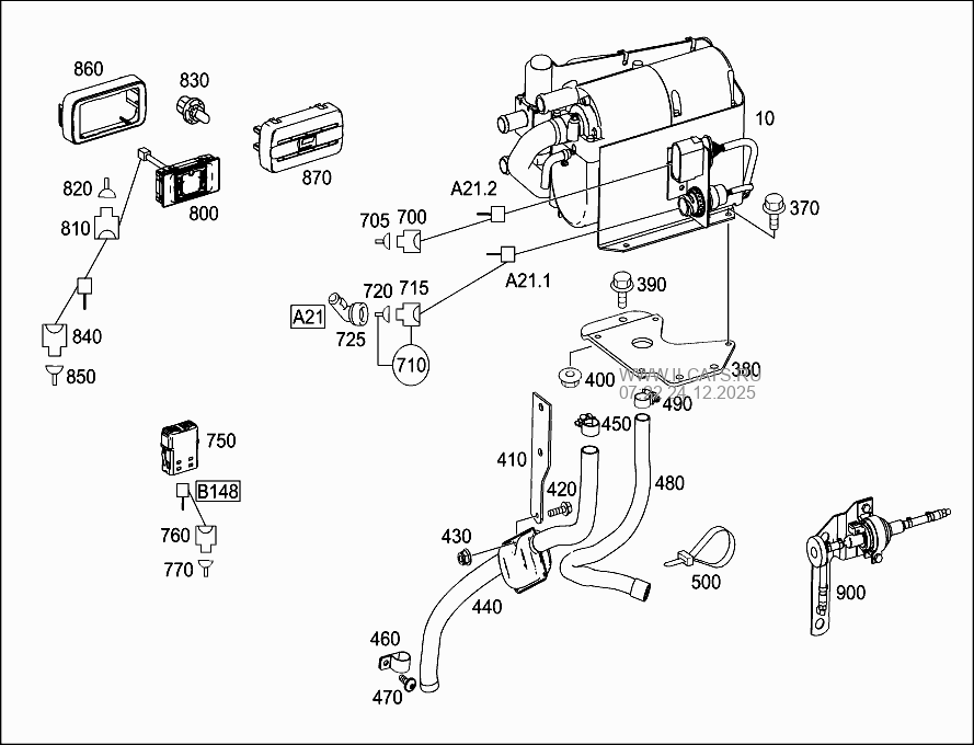 AUXILIARY WARM WATER HEATER MERCEDES 3335 3343&(940163)