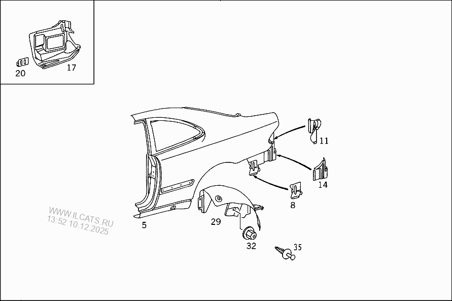 REAR FENDER MERCEDES CLK 320 USA&(208465)