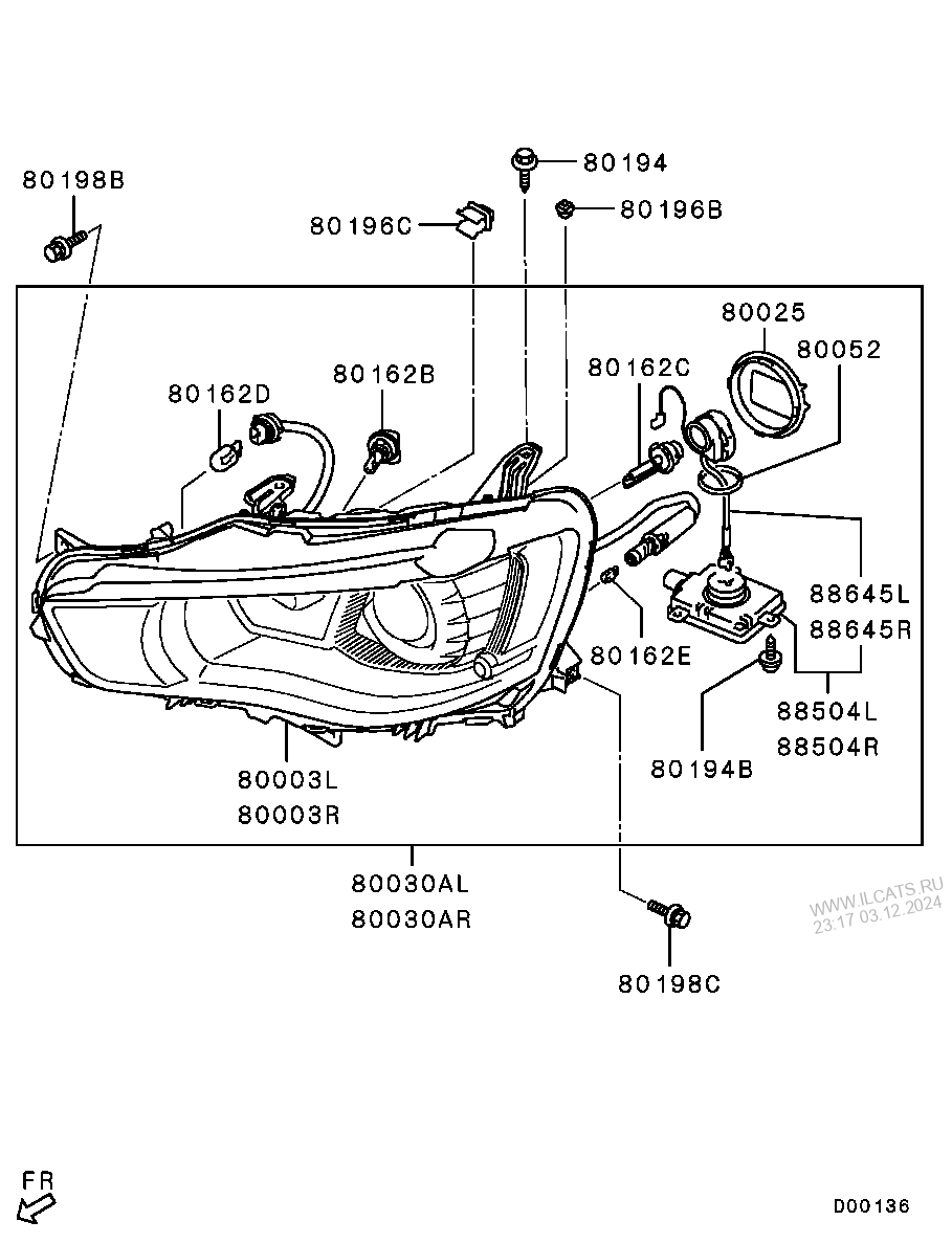 Headlamp Mitsubishi Outlander Eur Nedcar Prod Nbsp C601v502d