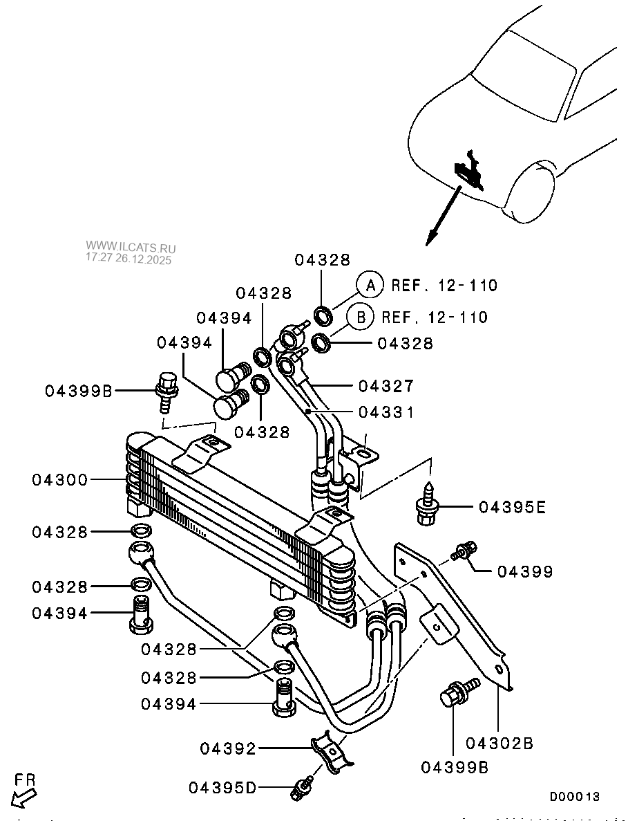 OIL COOLER TUBE MITSUBISHI PAJERO/MONTERO (G.EXP)&(B803N4A8A)