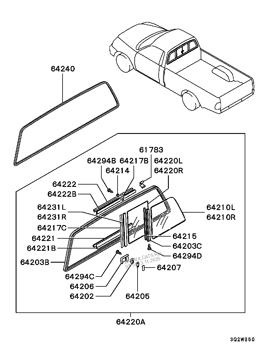 REAR WINDOW GLASS & MOULDING MITSUBISHI L200(G.EXP/MMTH)&(C803B0A6D)