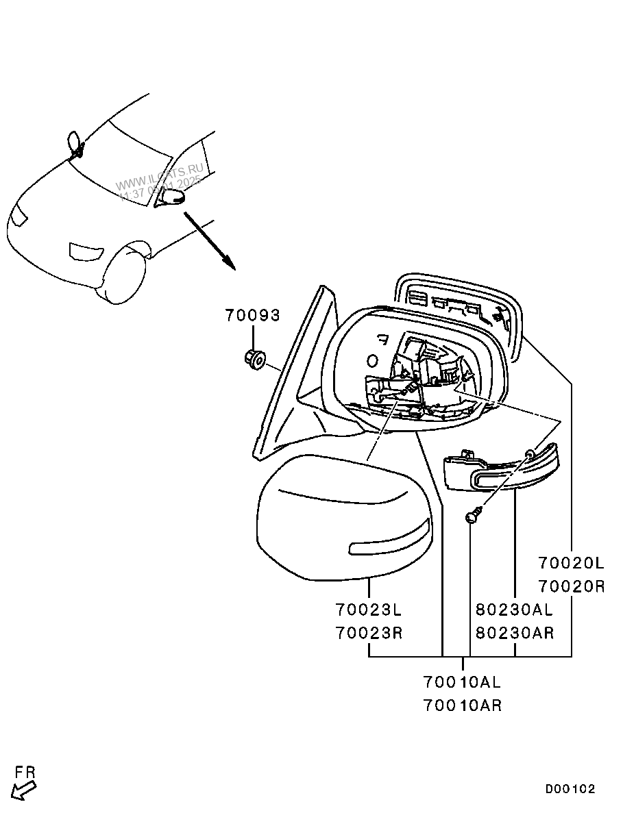 OUTSIDE REAR VIEW MIRROR MITSUBISHI L200,L200 SPORTERO(G.EXP/MMTH ...