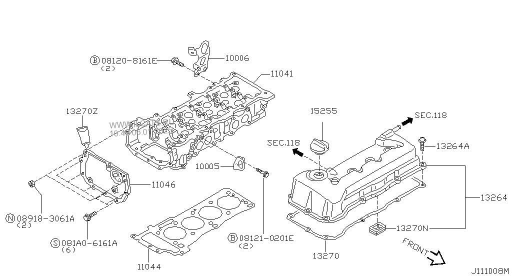 CYLINDER HEAD & ROCKER COVER NISSAN PULSAR