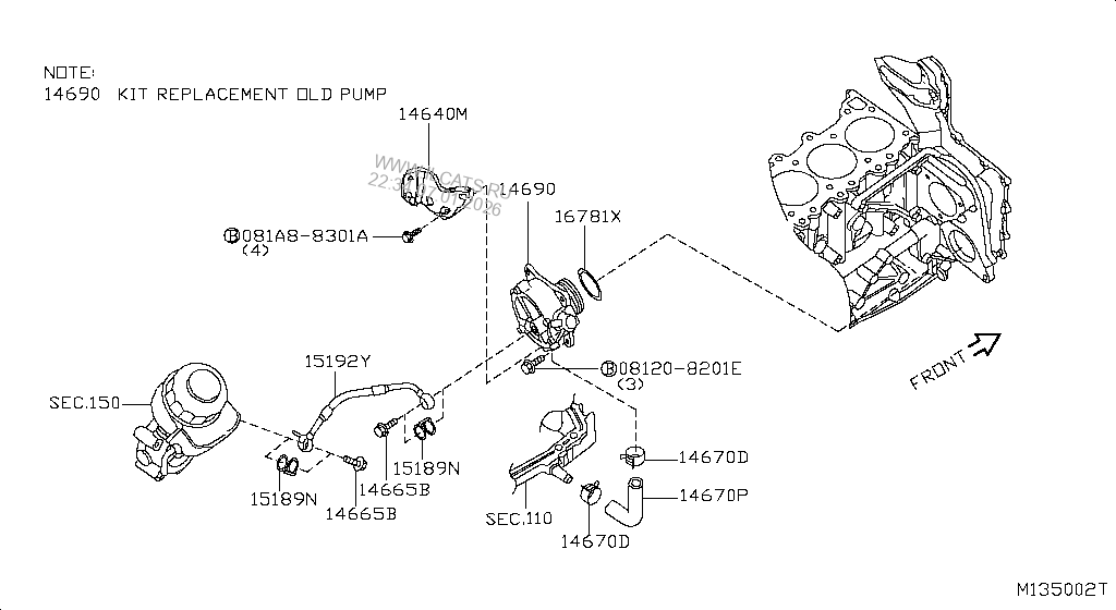 FRONT COVER,VACUUM PUMP & FITTING NISSAN NAVARA