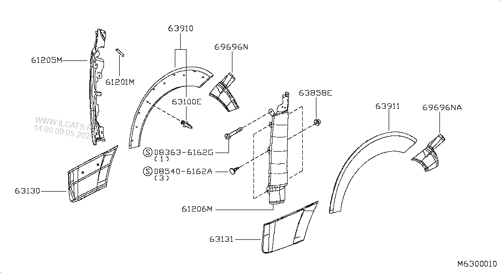 FRONT FENDER & FITTING NISSAN CABSTAR