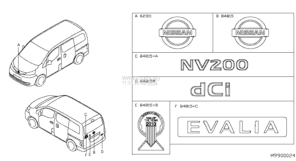 Схема запчастей nissan nv200