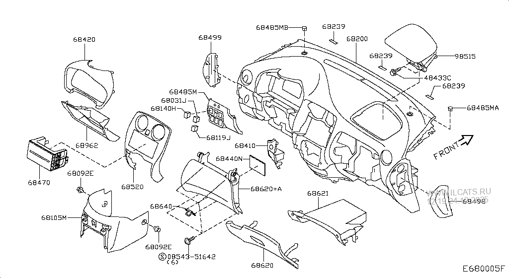 INSTRUMENT PANEL,PAD & CLUSTER LID NISSAN NOTE UK MAKE