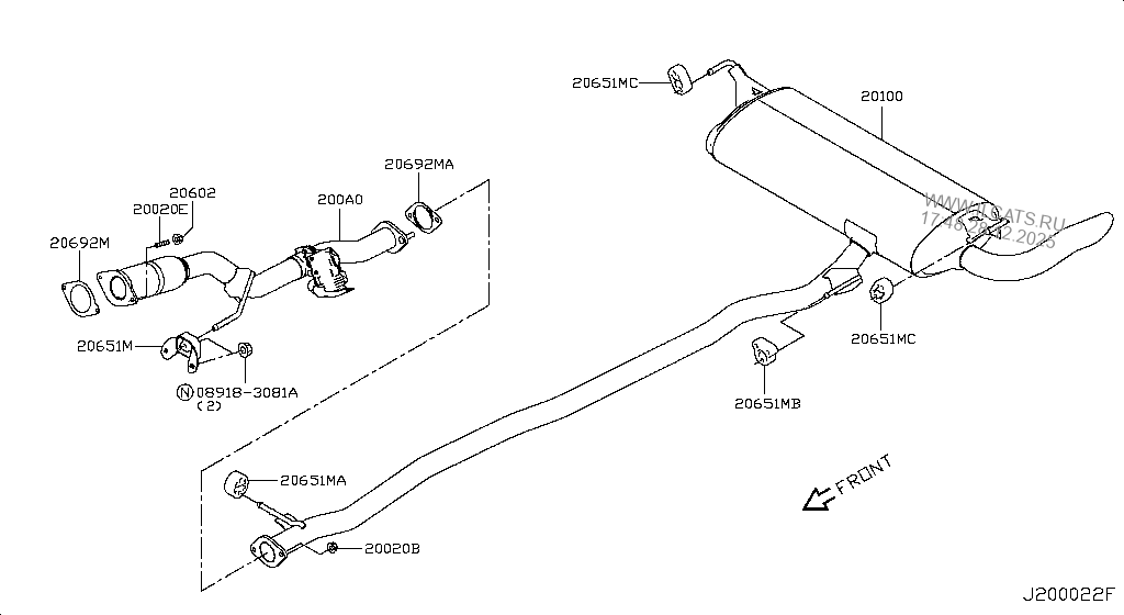 EXHAUST TUBE & MUFFLER NISSAN XTRAIL