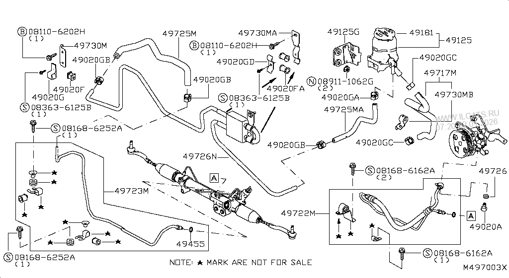 POWER STEERING PIPING NISSAN NAVARA NP300
