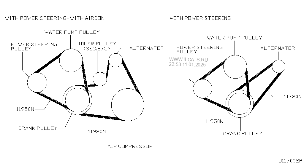 Схема приводного ремня ниссан альмера g15 с кондиционером