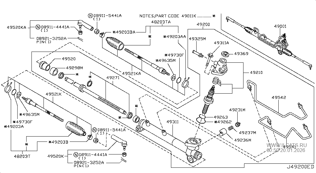 POWER STEERING GEAR NISSAN XTRAIL