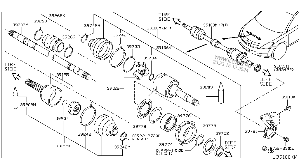 FRONT DRIVE SHAFT (FF) NISSAN MURANO