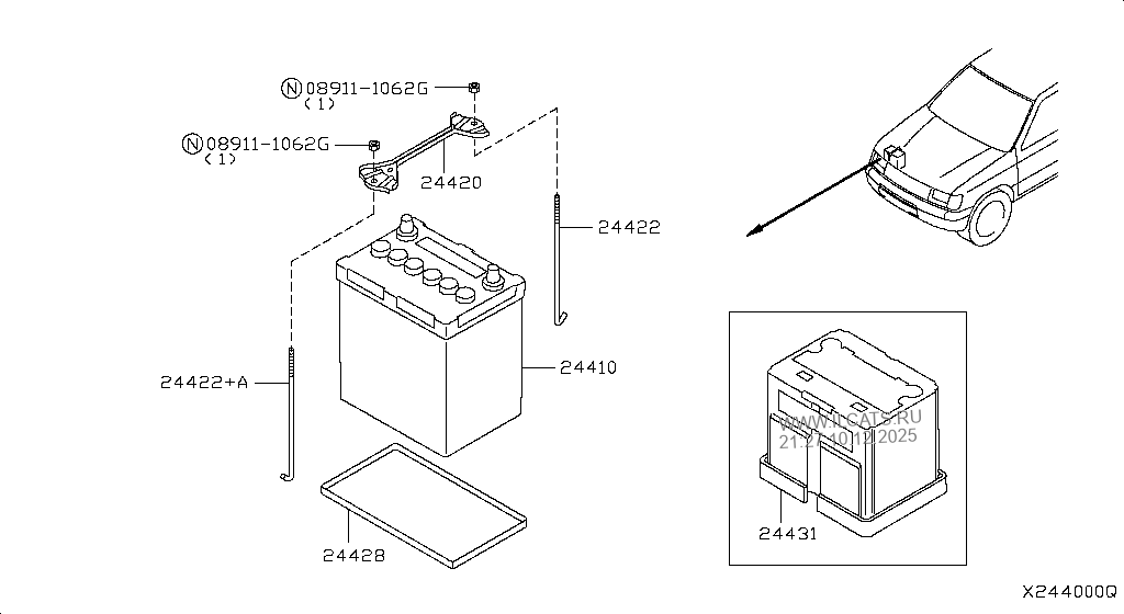 BATTERY & BATTERY MOUNTING NISSAN NP300 PICKUP