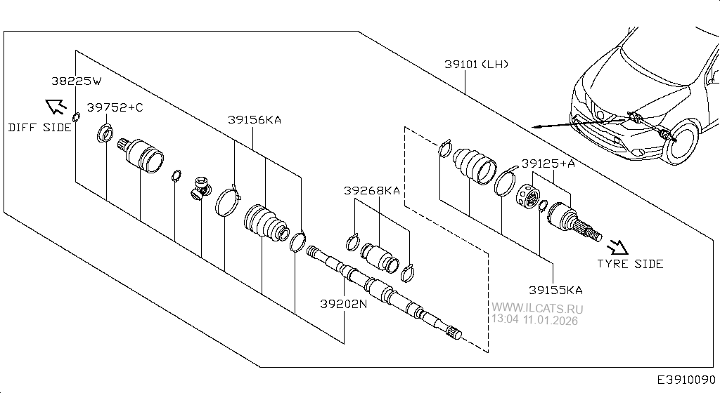 FRONT DRIVE SHAFT (FF) NISSAN QASHQAI UK MAKE