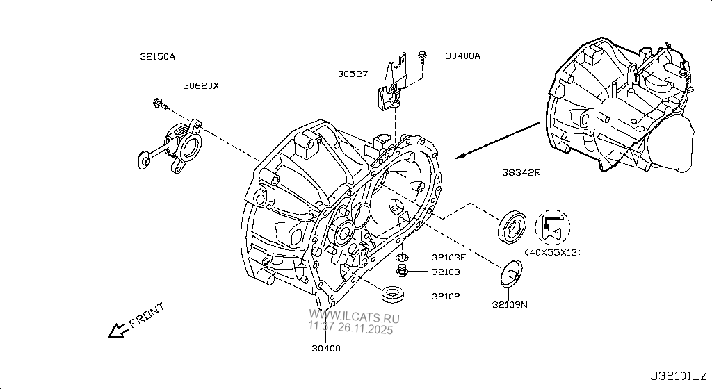 TRANSMISSION CASE & CLUTCH RELEASE NISSAN SUN/ALM/VER IND
