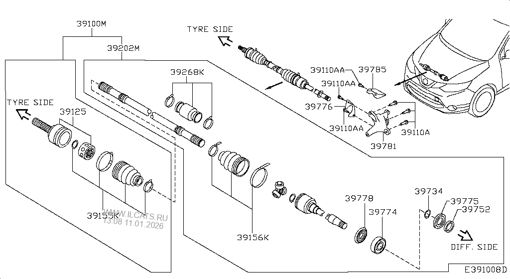 FRONT DRIVE SHAFT (FF) NISSAN QASHQAI UK MAKE
