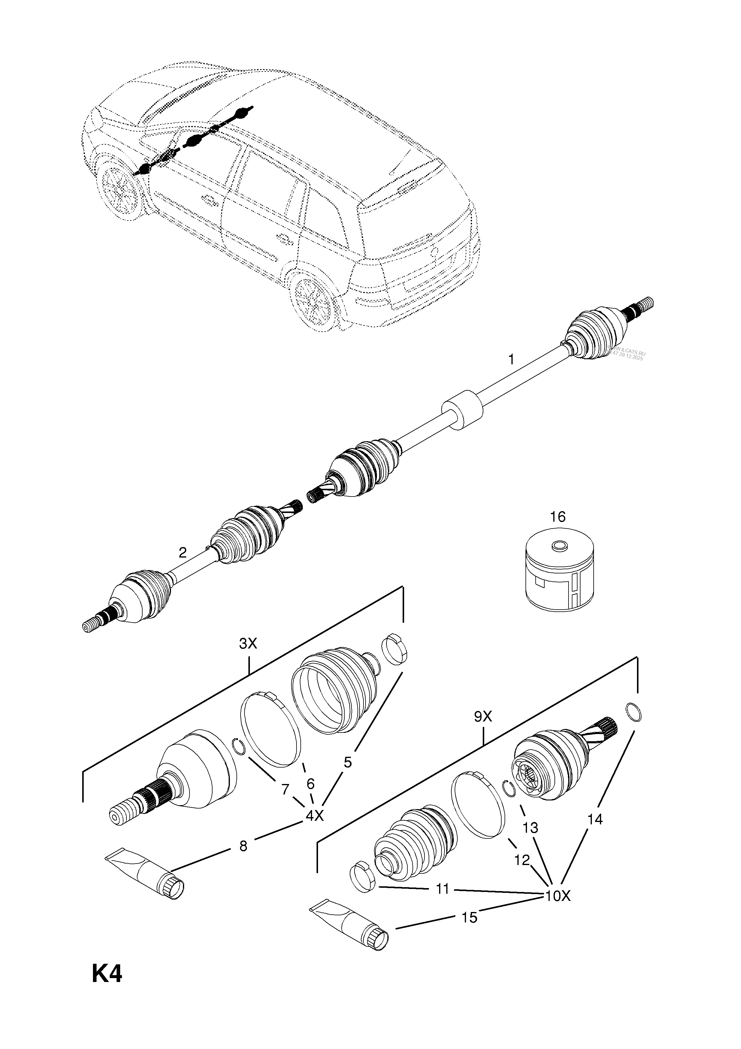 FRONT AXLE DRIVE SHAFT OPEL ZAFIRAB