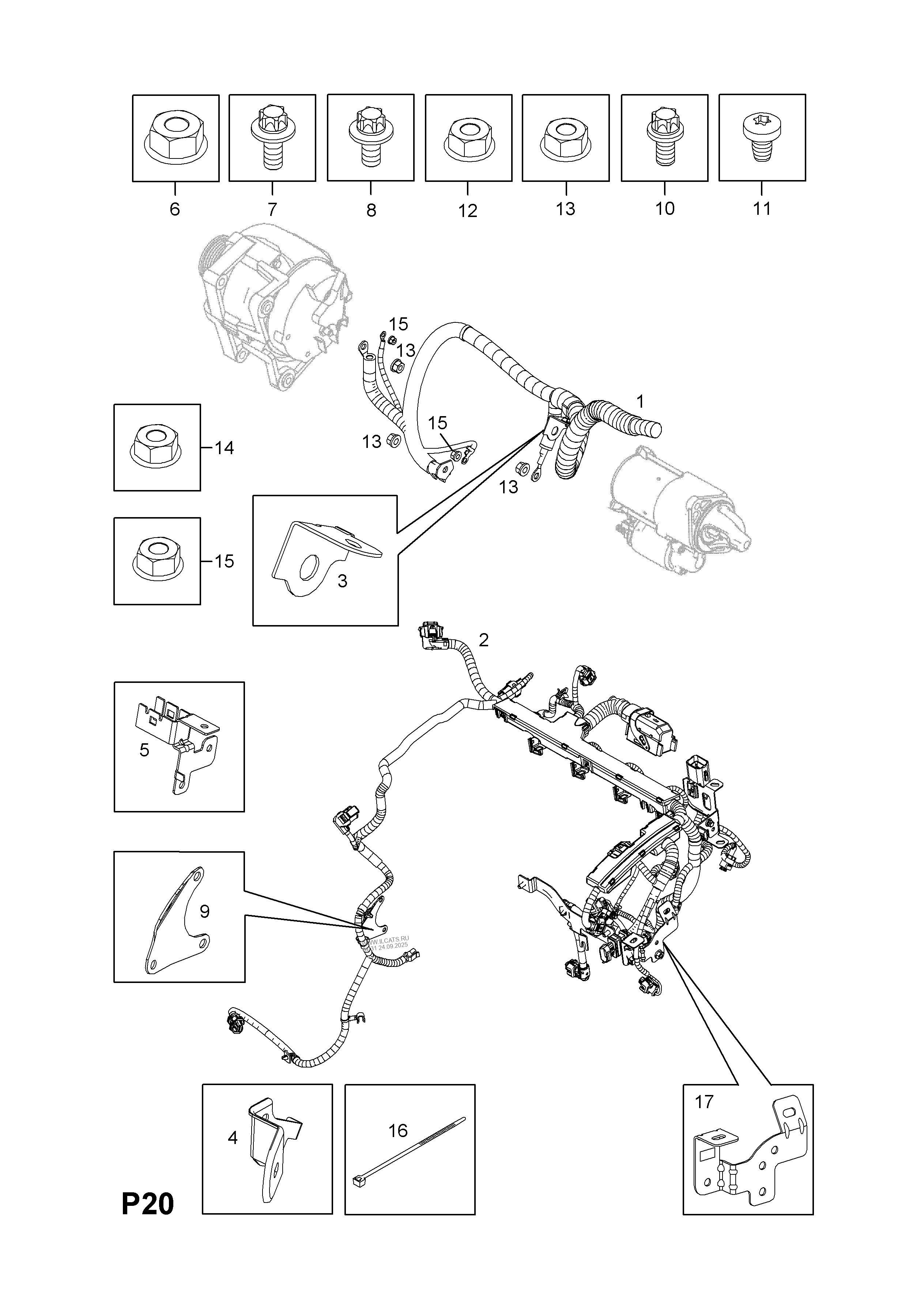 KABELSATZBEFESTIGUNGSTEILE FUER MOTOR UND KRAFTSTOFFEINSPRITZUNG OPEL ...