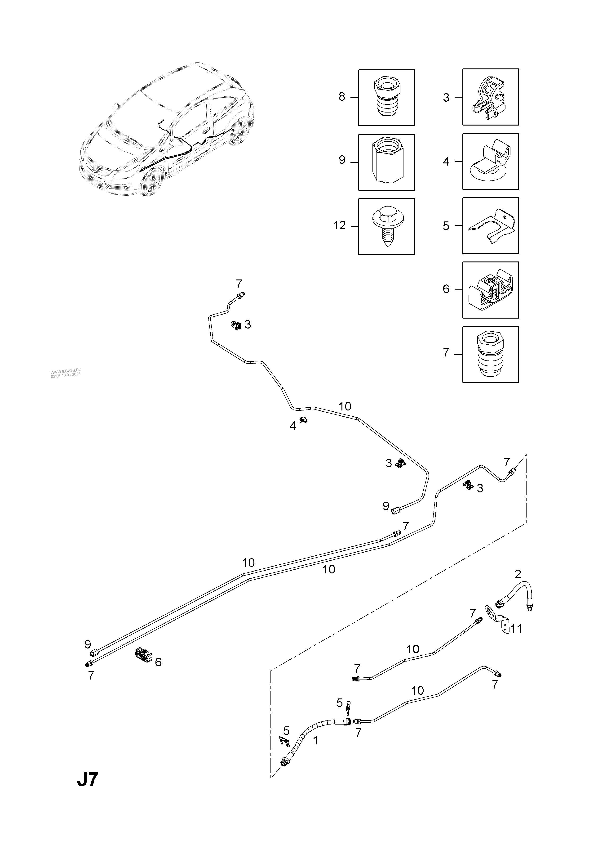 ТРУБОПРОВОДЫ И ШЛАНГИ ТОРМОЗНОЙ СИСТЕМЫ (ПРОДОЛЖ.) OPEL CORSA-D