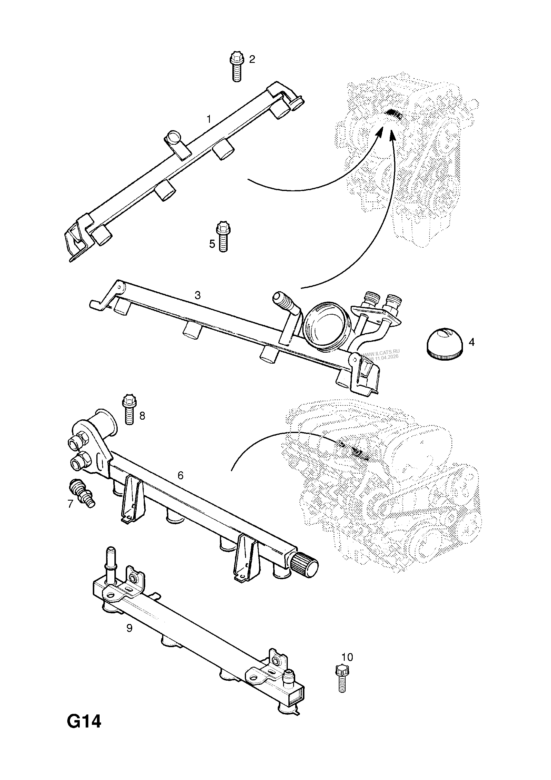 ШЛАНГИ И ТРУБКИ (ПРОДОЛЖ.) OPEL ASTRA-G + ZAFIRA-A