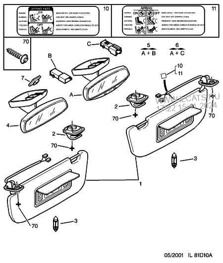 Interior Rear View Mirror Sun Visor Peugeot 406 Restyling 5 Doors Family Estate 2 2 Hdi 136