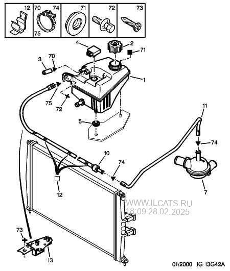 Expansn Chamber Water Piping Peugeot 406 Restyling 4 Door Saloon 3 0i V6 24v 210 Es9j4s